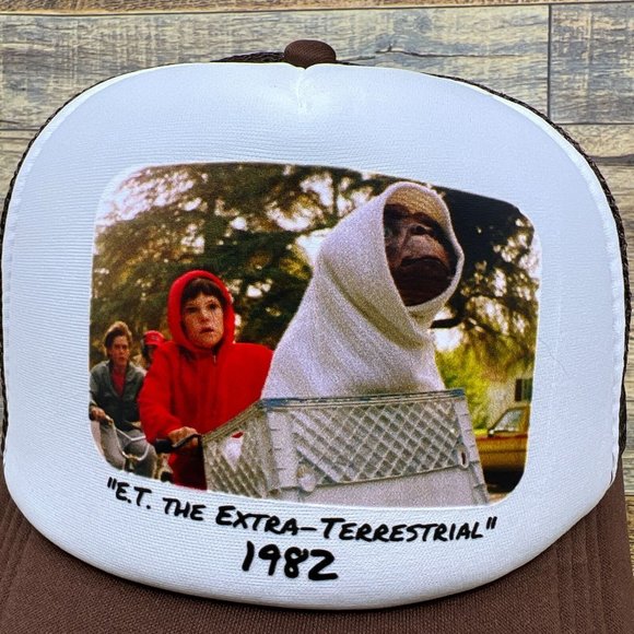 1982 E.T. Mens Trucker Hat Brown Snapback 80s Nostalgic Movie Baseball Cap - Picture 2 of 7